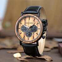 Classic Handmade Zebrawood Men’s Wood Watch with leather band