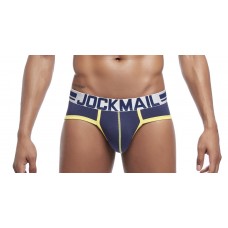 Jockmail Briefs - Navy and Yellow with White Band