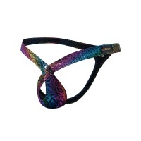  JOCKMAIL Signature Metallic Criss Cross Thong - Rainbow