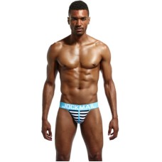 Jockmail Striped Blue and Black Brief