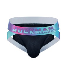 Jockmail Neon Retro Side Cut Brief - Black