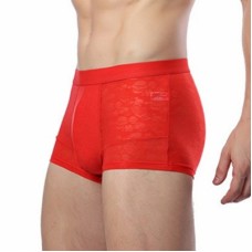 Red Breathable U Convex Mens Trunk